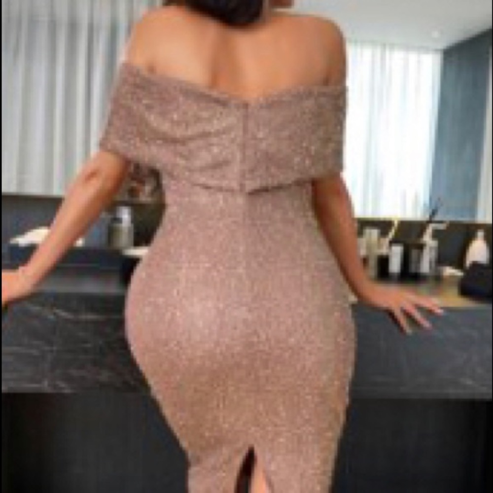 SHEIN xl glitter foldover dress in pink